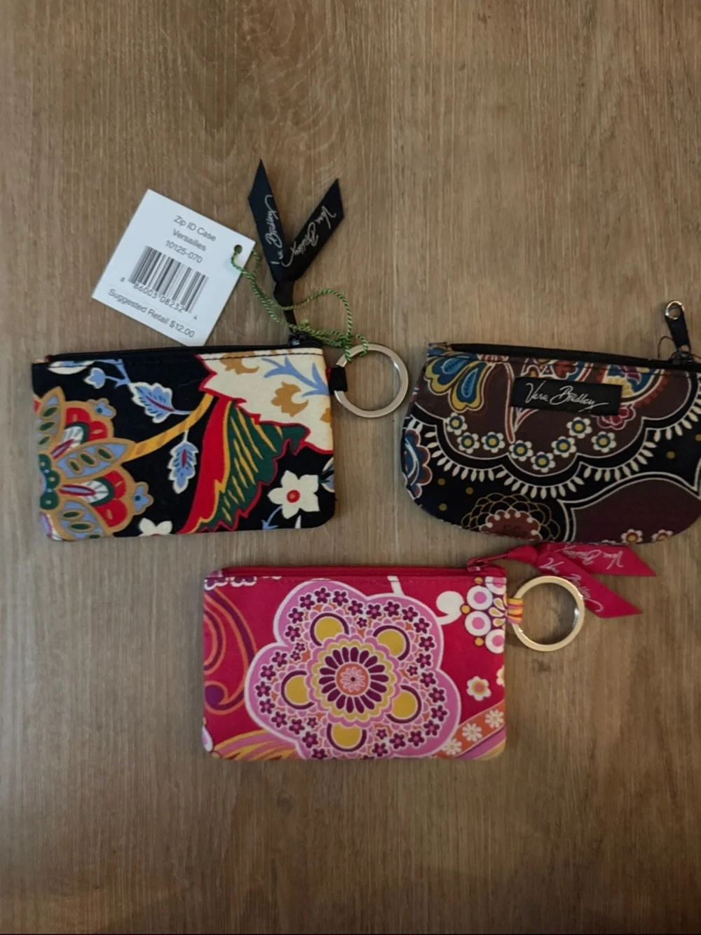 Vera Bradley Quilted Card Case Trio - Black, Brown, Pink - Picture 2 of 8